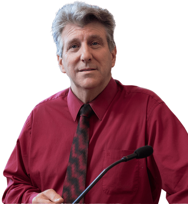 man in a red shirt and tie